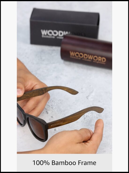 Real Bamboo Wood Polarized Sunglasses with Case main image 6